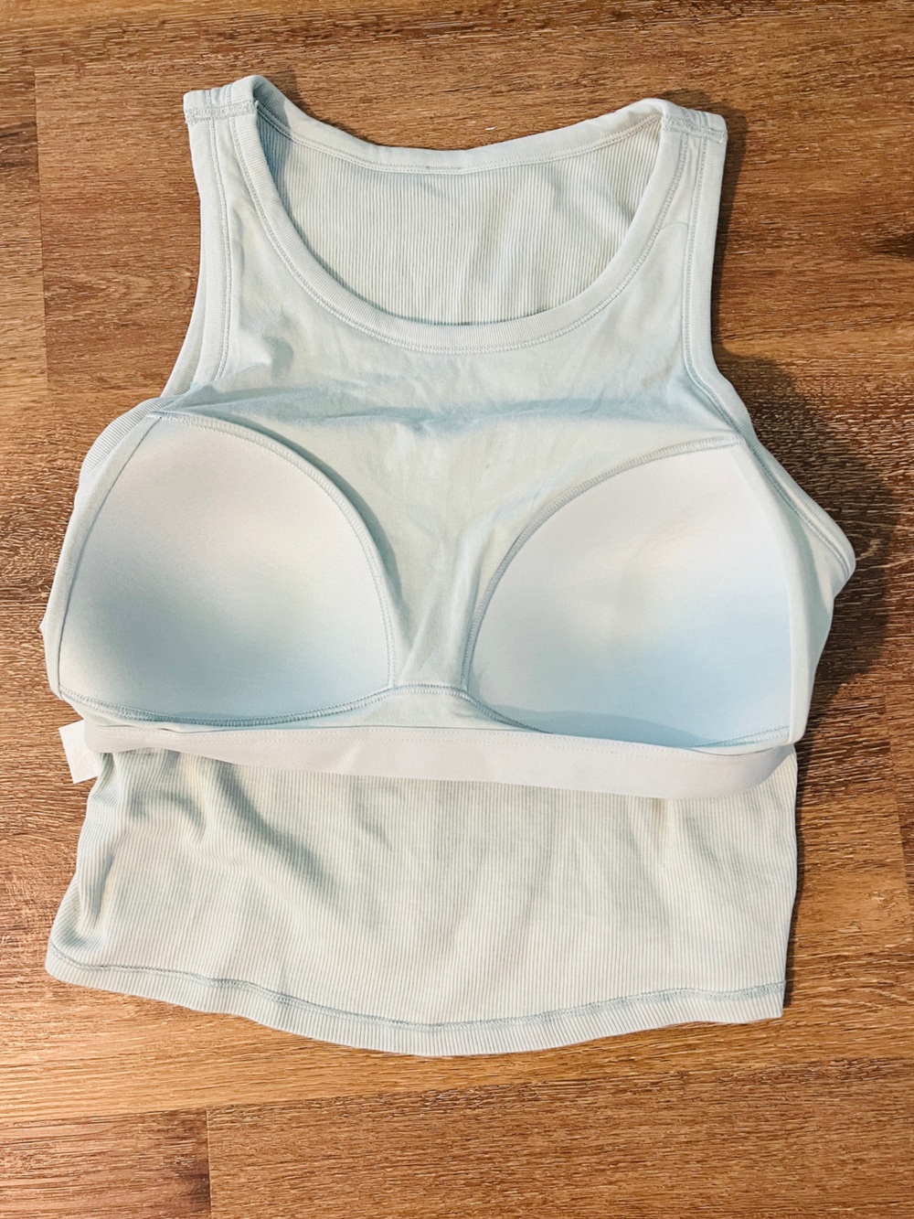 Light Blue Ribbed Cropped Tank Top - Picture 3 of 4